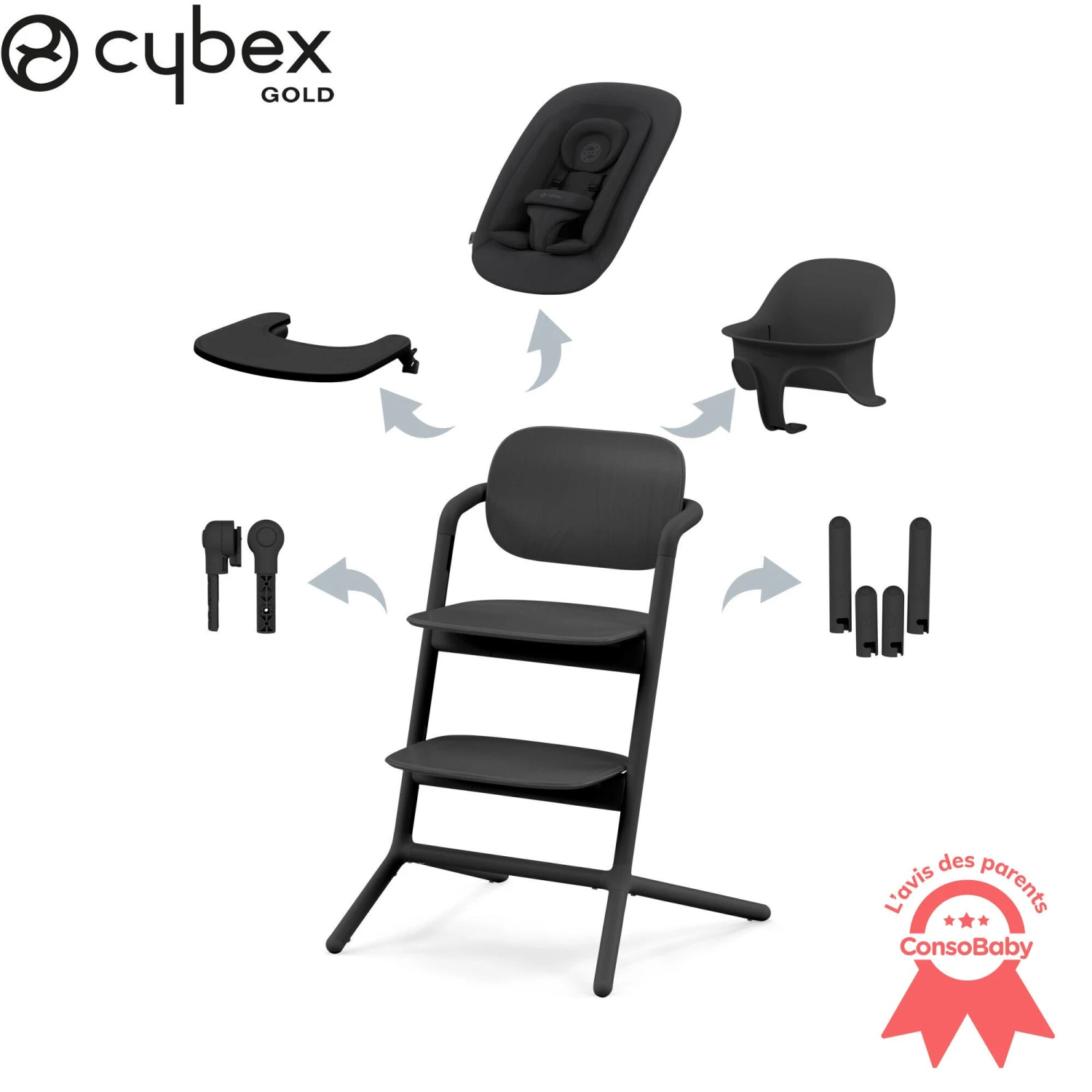Chaise Haute Lemo 4-en-1 Stunning Black De CYBEX 1 Chaise Haute Lemo 4-en-1 Stunning Black De CYBEX