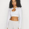 Nike Performance Bra Crop - T-Shirt À Manches Longues - White/Black