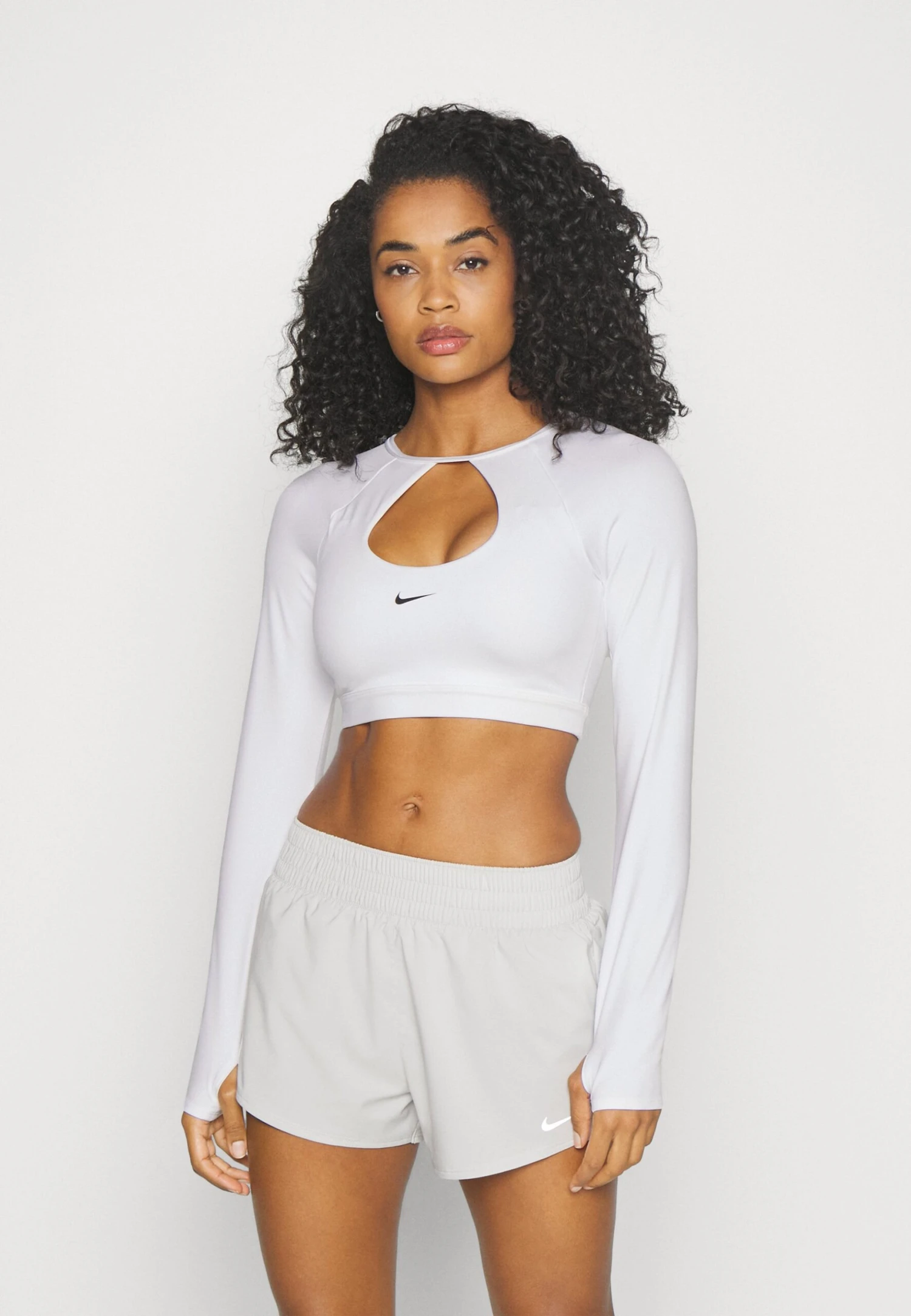 Nike Performance Bra Crop - T-Shirt À Manches Longues - White/Black 1 Nike Performance Bra Crop - T-Shirt À Manches Longues - White/Black