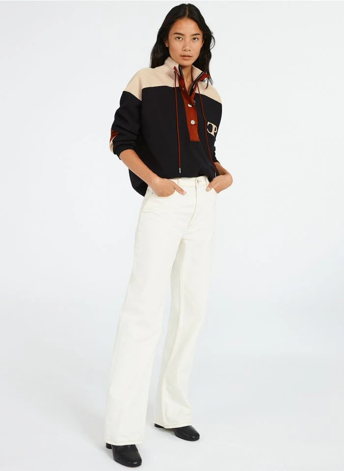 CLAUDIE PIERLOT MINIMUM - Sweat Col Montant Brodé En Maille Mélangée | Bleu 4 CLAUDIE PIERLOT MINIMUM - Sweat Col Montant Brodé En Maille Mélangée | Bleu – Image 4