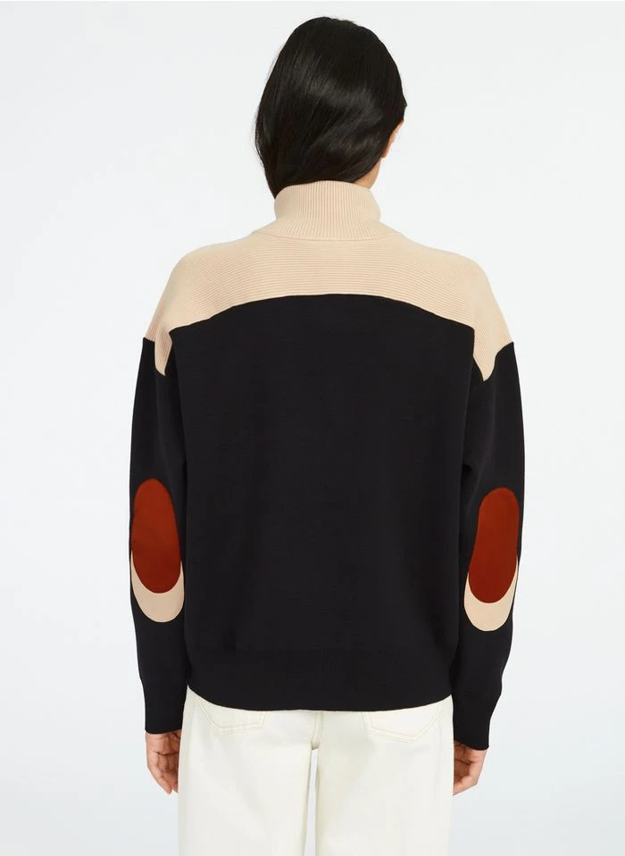 CLAUDIE PIERLOT MINIMUM - Sweat Col Montant Brodé En Maille Mélangée | Bleu 2 CLAUDIE PIERLOT MINIMUM - Sweat Col Montant Brodé En Maille Mélangée | Bleu – Image 2