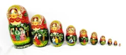 Poupées Russes Matriochka Authentiques En Bois 10 Pièces Peintes à La Main