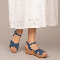 MAR - Compensées Basic Et Confortables En Cuir BLEU -Triumph Boutique AZUL f4514814 46f4 4ac9 9182 0b25b28dc748