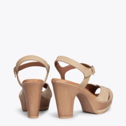 MYKONOS - Sandales Avec Plateforme Et Talon CAMEL -Triumph Boutique DSC 6071