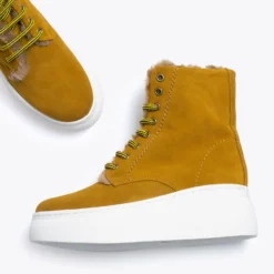 NEIGE- Bottes à Plateforme Hydrofuge En Cuir MOUTARDE – Memory Absorber FOAM -Triumph Boutique DSC 900922