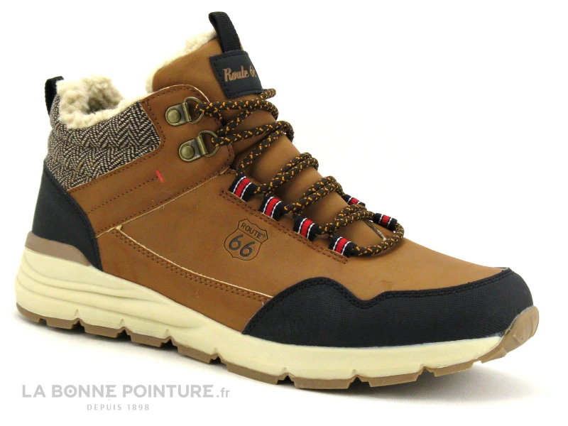 Route 66 PILOTI Camel Noir - Chaussure Montante Homme 1 Route 66 PILOTI Camel Noir - Chaussure Montante Homme