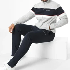 Champion Ensemble De Survetement 218112 Gris Chiné Bleu Marine