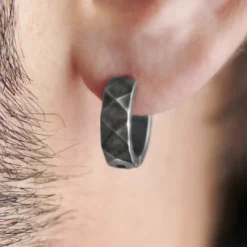 Moody Mason Boucle D'oreille En Acier Gris Foncé Jax -Triumph Boutique rst nmme black 21501 2bm 1 1